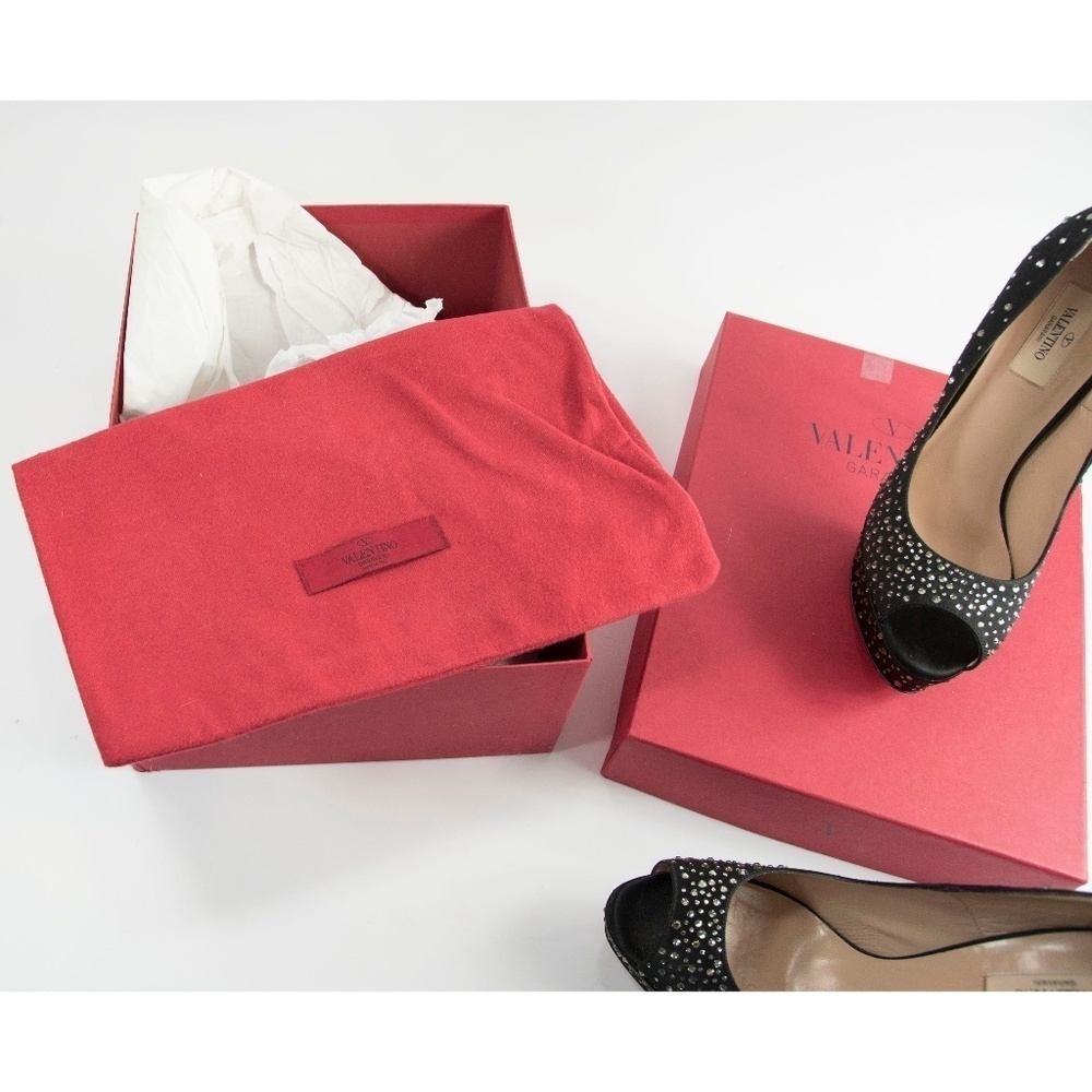 Valentino Runway Black Crystal Platform Pumps 39.5 - Picture 7 of 8